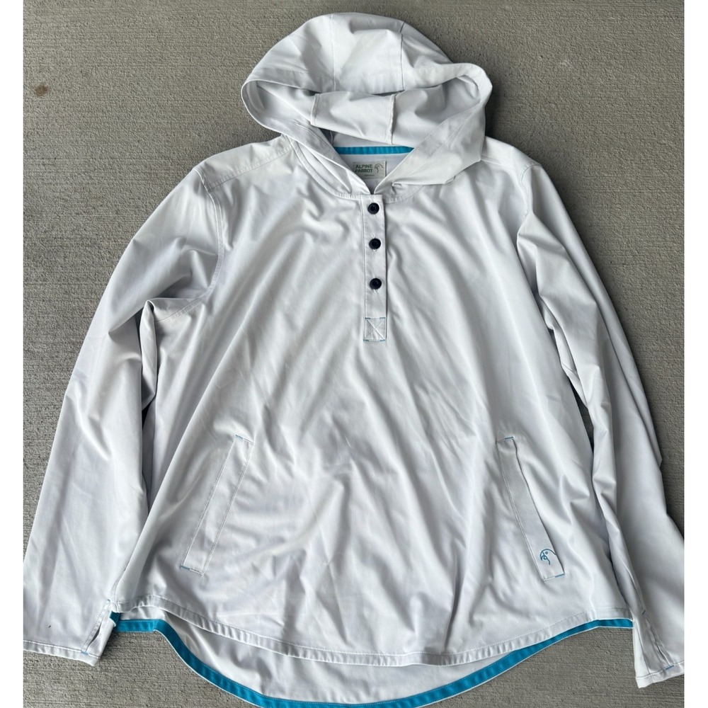 Alpine Parrot Arroyo Mens Henley Sun Hoodie Dawn Gray Long Sleeve Stretch Size 2